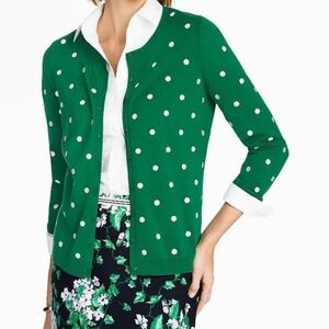 Talbots 1X Green Polka Dot Cardigan 'Oprah Magazine Collection'